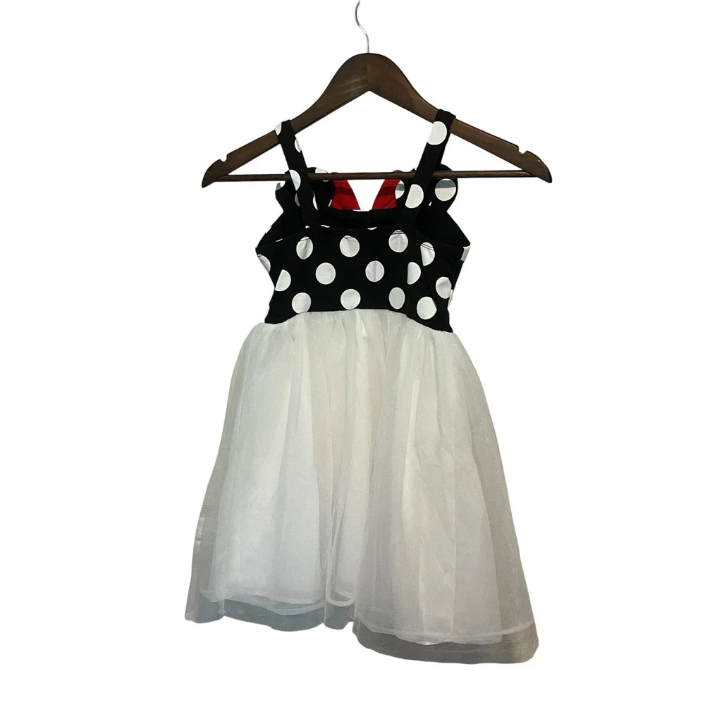 Disney Minnie Mouse Dress Polka Dot Bow Tulle Size 6